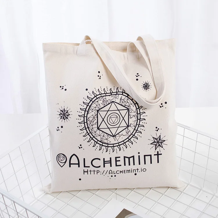 promotional eco friendly organic recycle Custom Printed Logo Plain cotton canvas Grocery Shopping Tote bag