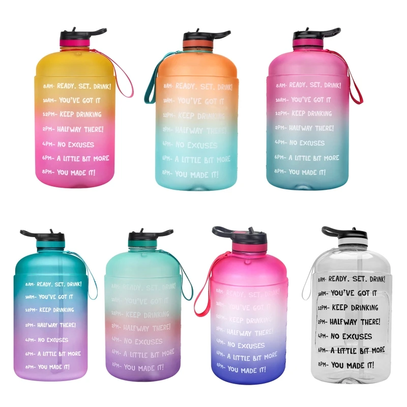 3.78L BPA Free Large Capacity Water Bottle with Straw Motivational & Time Marker GYM Drinking Jug BPA Free Sports Outdoor