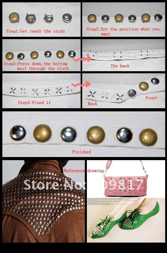 200 шт 8 мм когтистой горный хрусталь Круглая оправа, шпильки DIY заклепки Шляпки Гвоздя шипованные ботинки кепки сумки для одежды аксессуар # GZ080-8