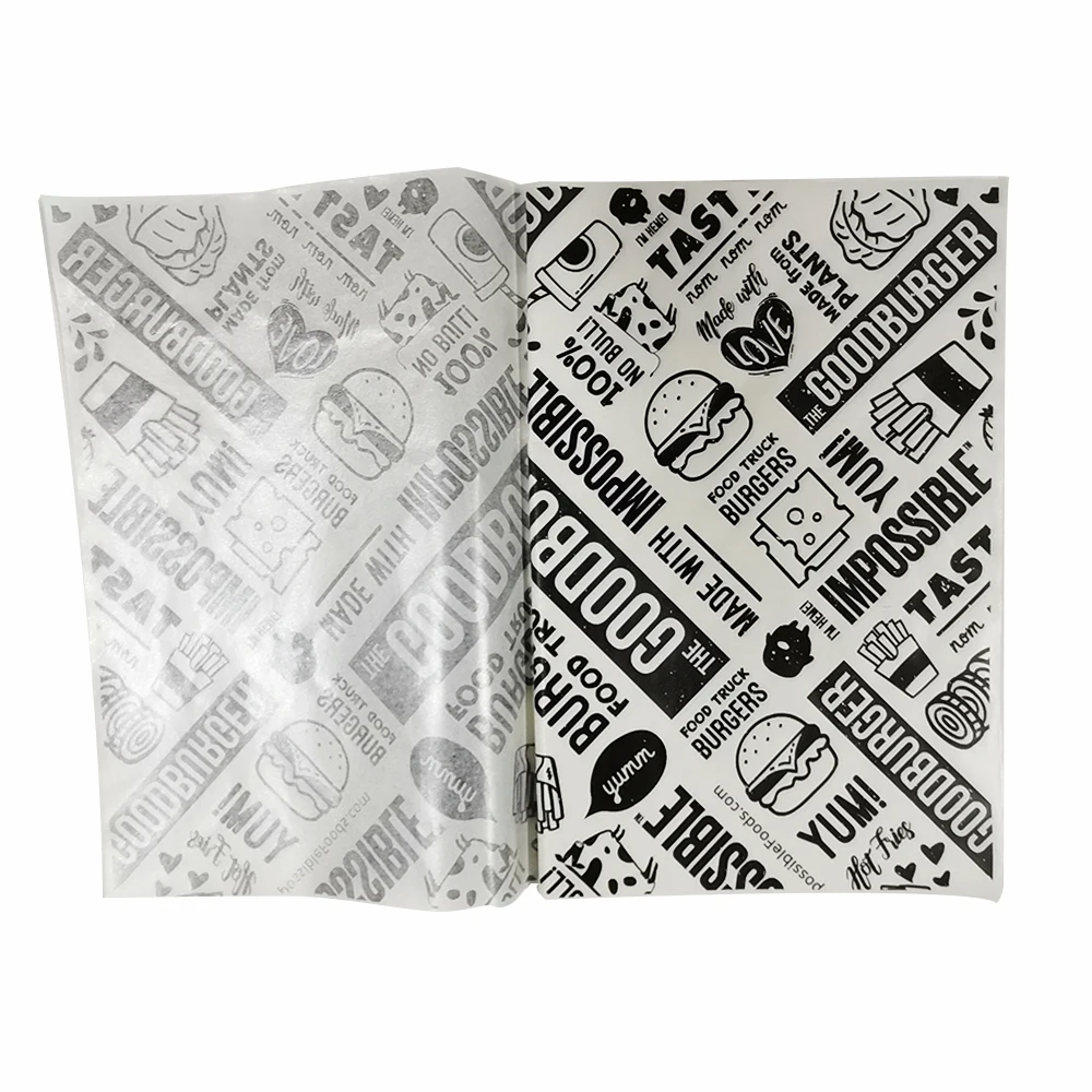 Grease Oil Proof Custom Design Colorful Sandwich Food Hamburger Wax Wrapping Paper