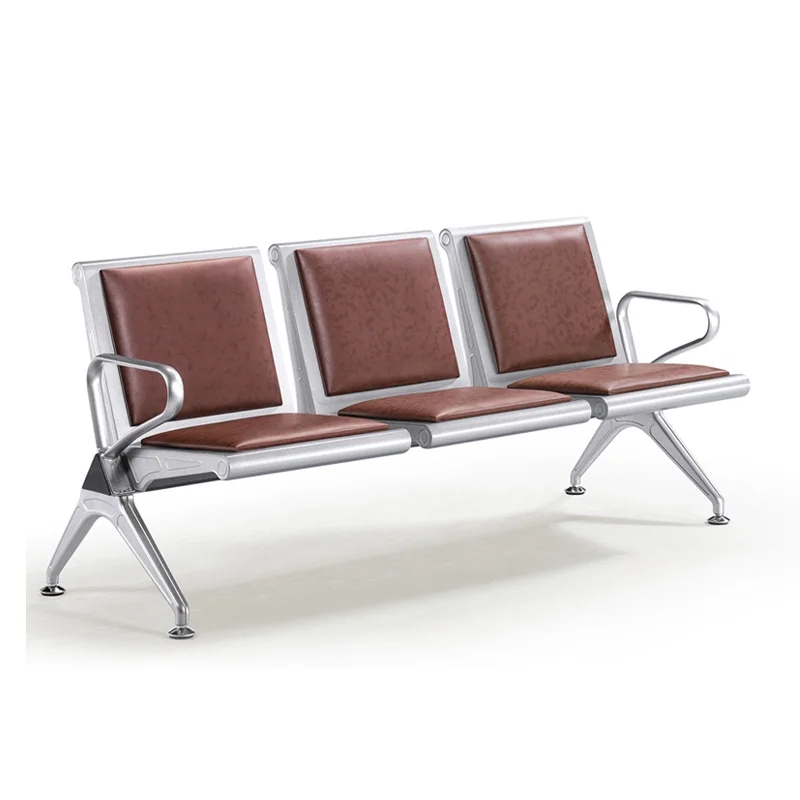 modern steel wait chair for hospital salon airport office clinic barber beauty seater waiting area public room leather plastic