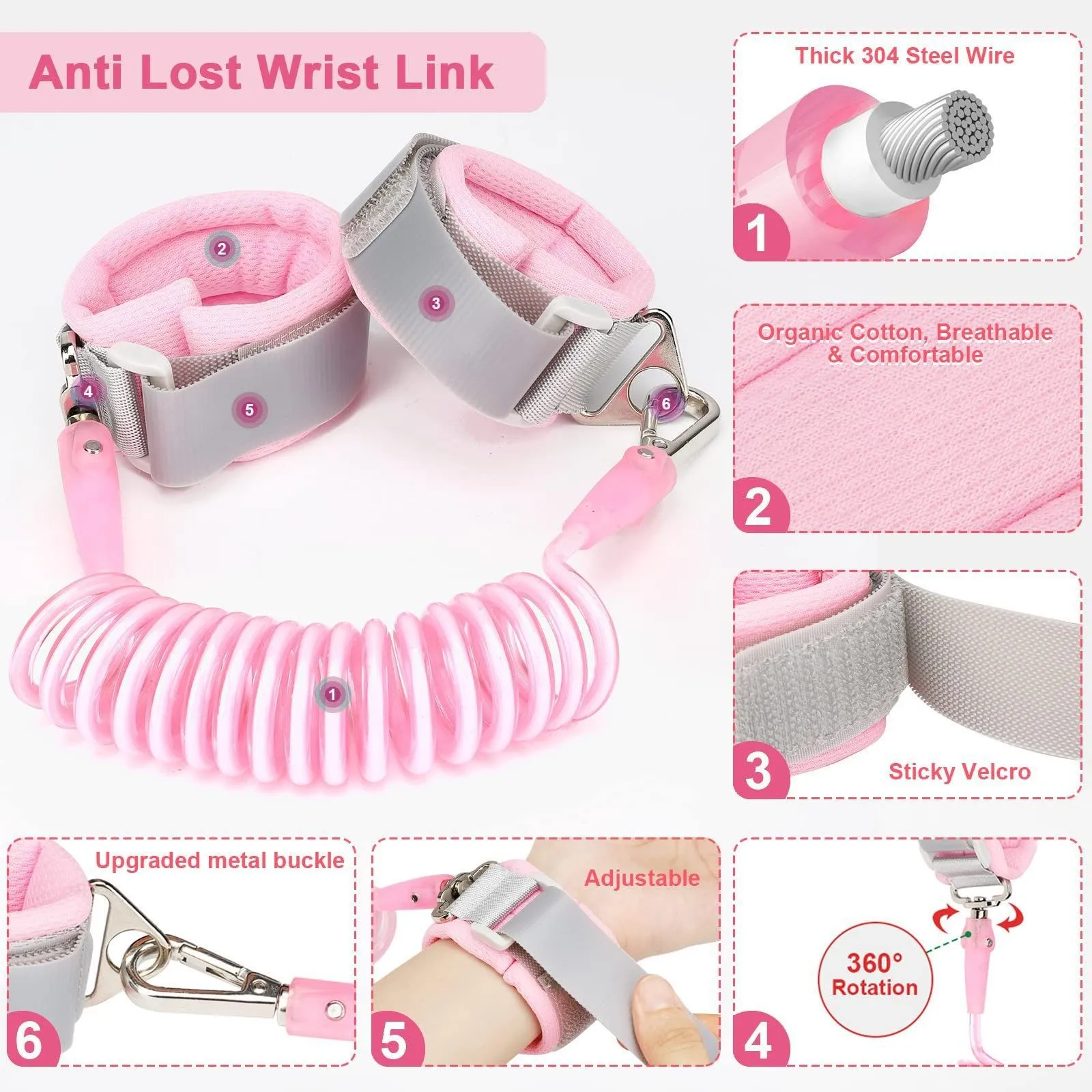 3-in-1 toddler safety belt anti-lost wrist chain child safety belt child anti-lost belt traction rope