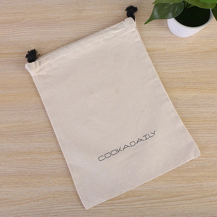 canvas custom Sac en cotton fabric packaging drawstring shoe dustbags small cloth pouch for packaging