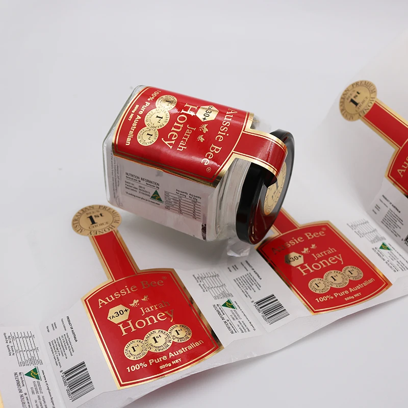 Custom Printed Adhesive Paper Honey Food Packaging Labels,Tamper Proof Seals Stickers For Jars