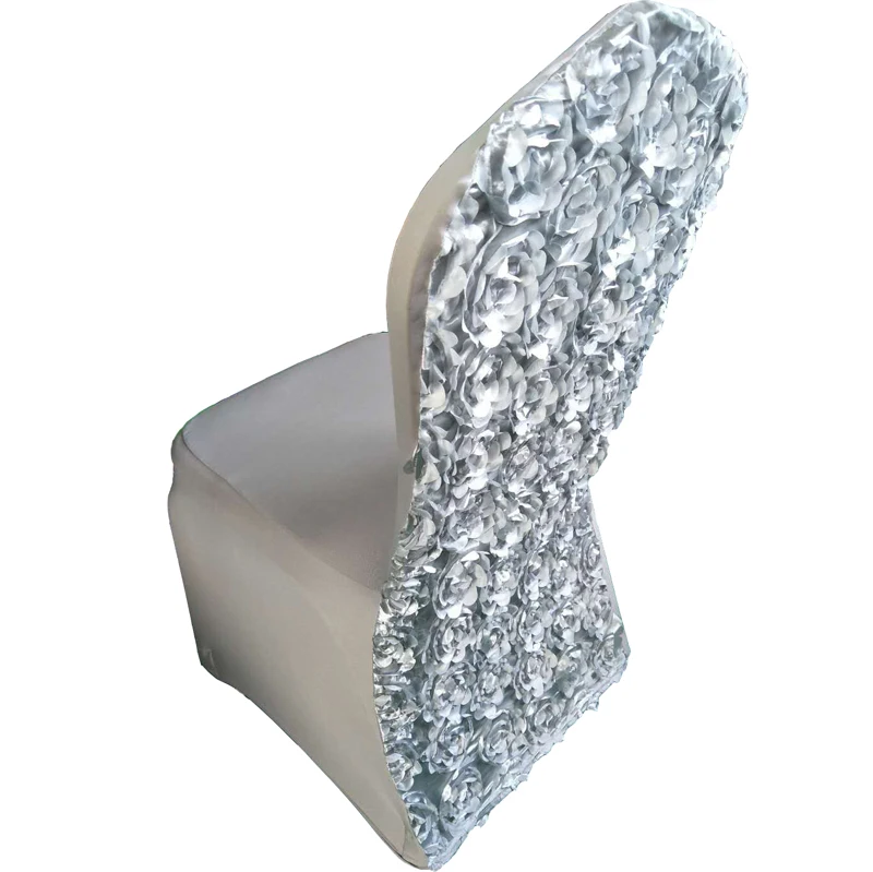 wholesale High quality white rosette satin wedding decoration chair cover