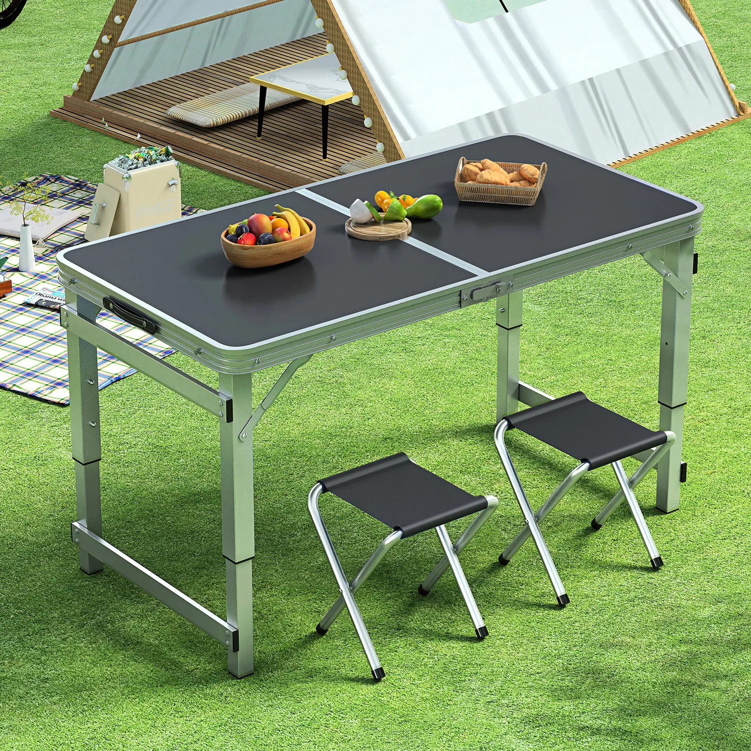 Outdoor portable aluminum alloy foldable small tables folding table and chairs picnic tables