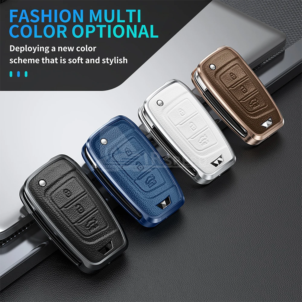 Superior Quality Leather Metal Key Fob Cover Hyundai Tucson Creta IX25 I10 I20 I30 Aluminum Alloy Car Key Case Protective Car