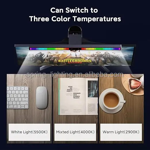 Световой индикатор монитора RGB IC белый глаз Уход двойной свет светодиодный компьютерный Ночной ПК настольная лампа