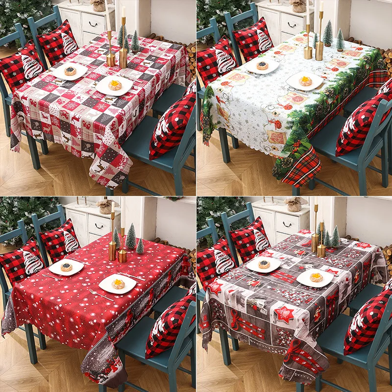 2022 New Popular Waterproof Christmas Tablecloth Wholesale Hotel Holiday Decorative Polyester Creative Table Cloth Custom Fresh