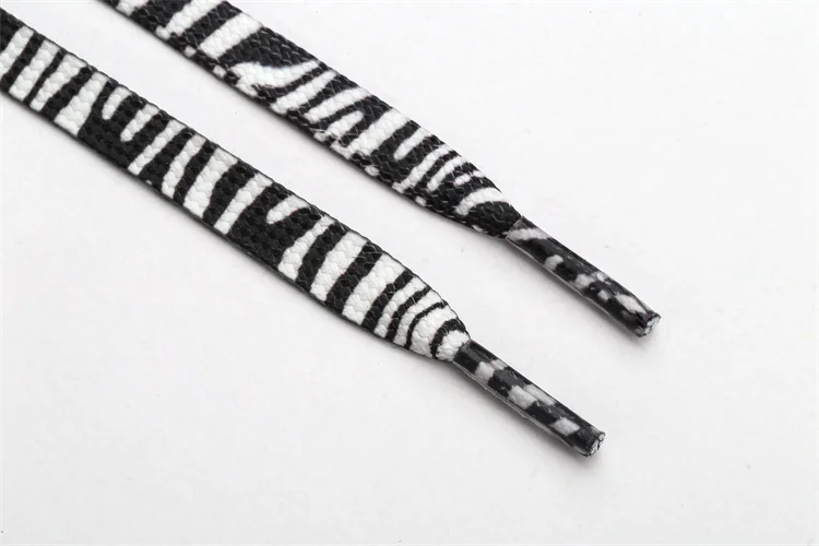 Hot sale Flat weave double thickness wear resi elastic camouflage print rainbow shoe laces