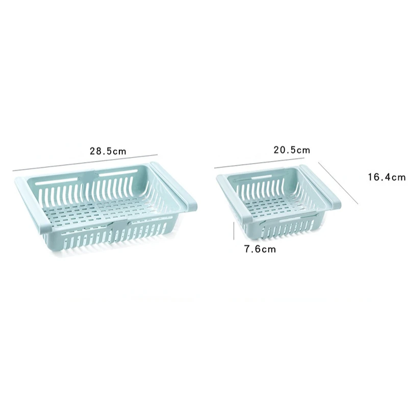 DS1905 Adjustable Refrigerator Box Sliding Partition Fridge Hanging Organizer Retractable Drawer Type Refrigerator Storage Box