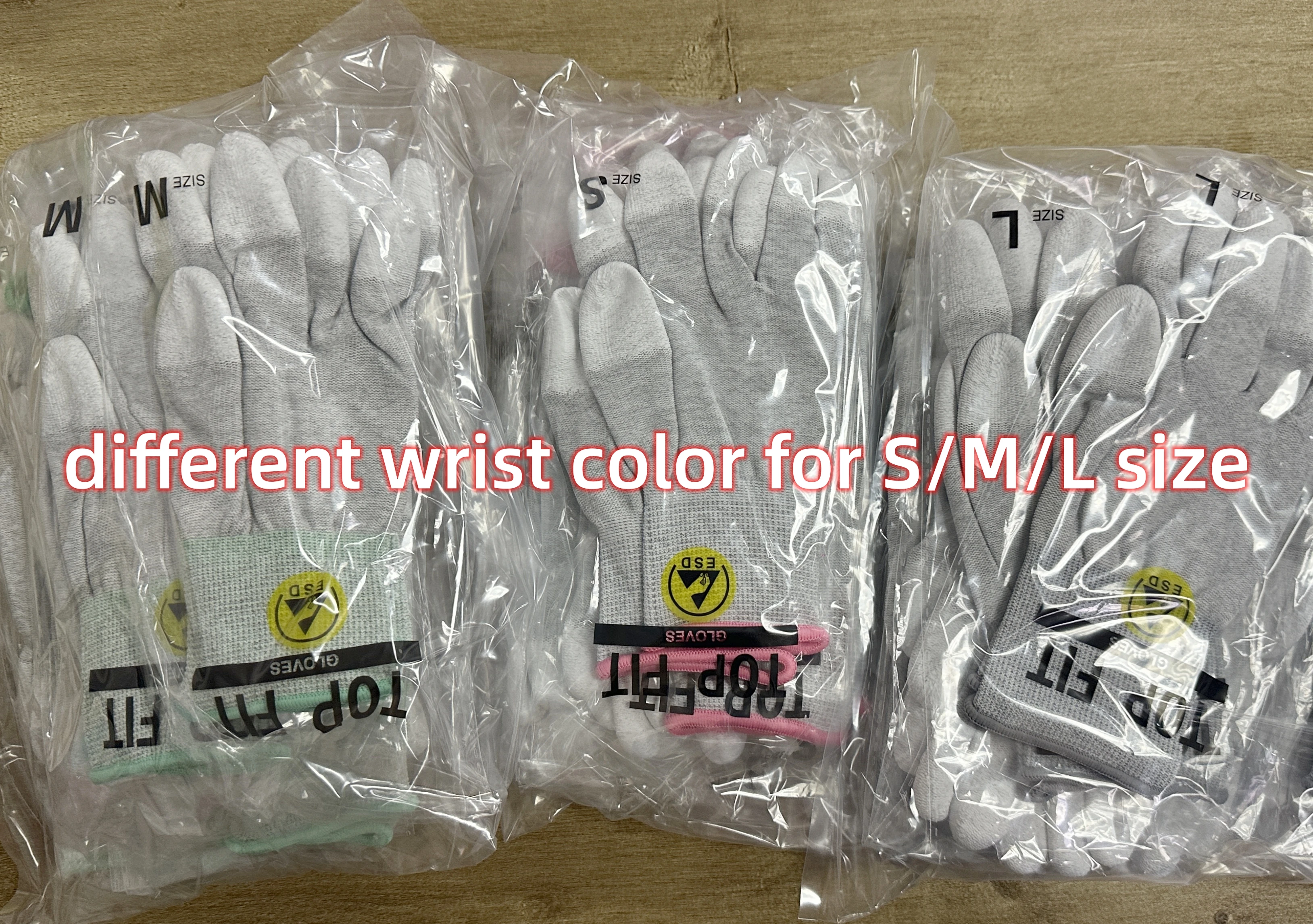 Electronic Work 13G Nylon Carbon Fiber PU Palm Coated Nylon Electrostatic ESD Gloves