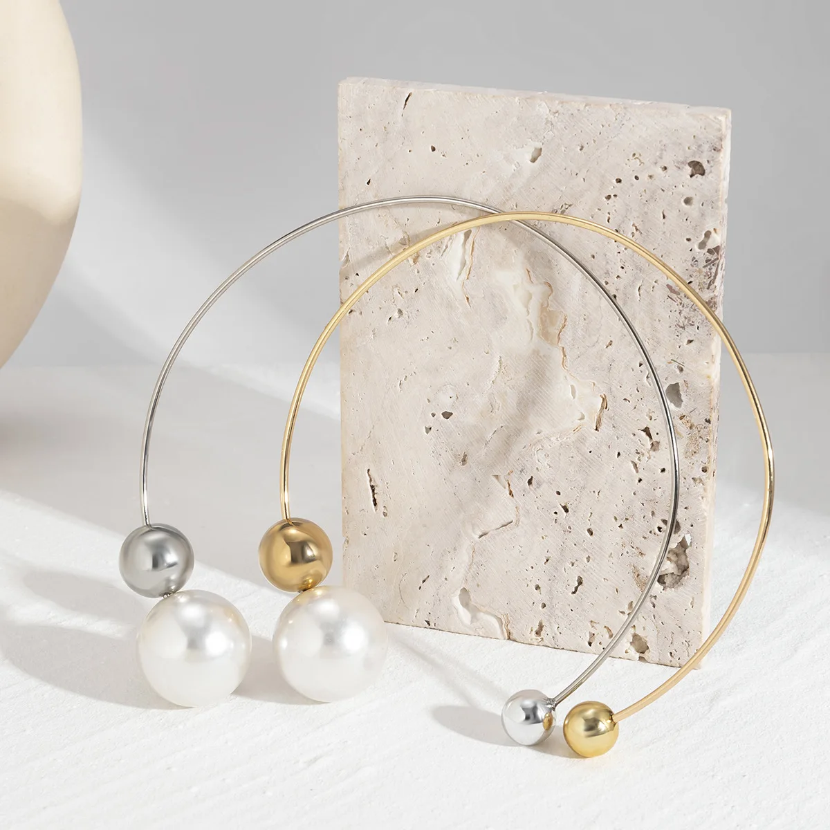 New Arrival Fashion Jewelry Luxury One Layer Pearl Collar Choker Necklace Vintage Big Pearl Choker Necklaces Women