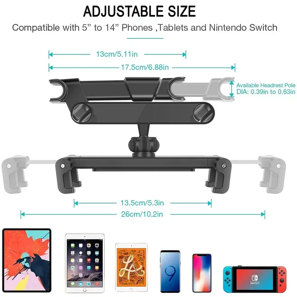 360 Degree Rotating Car Back Seat Phone Holder For 10-12.7 Devices Universal Car Holder For Tablet