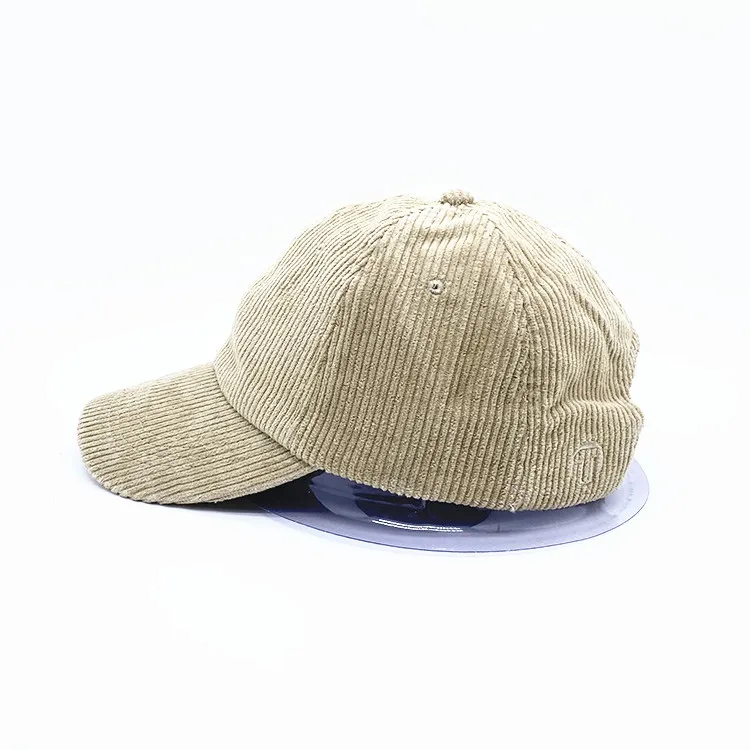 OEM&ODM Corduroy Beige 6 Panel Winter Adjustable Custom Vintage Embroidery Corduroy Baseball Caps Hats