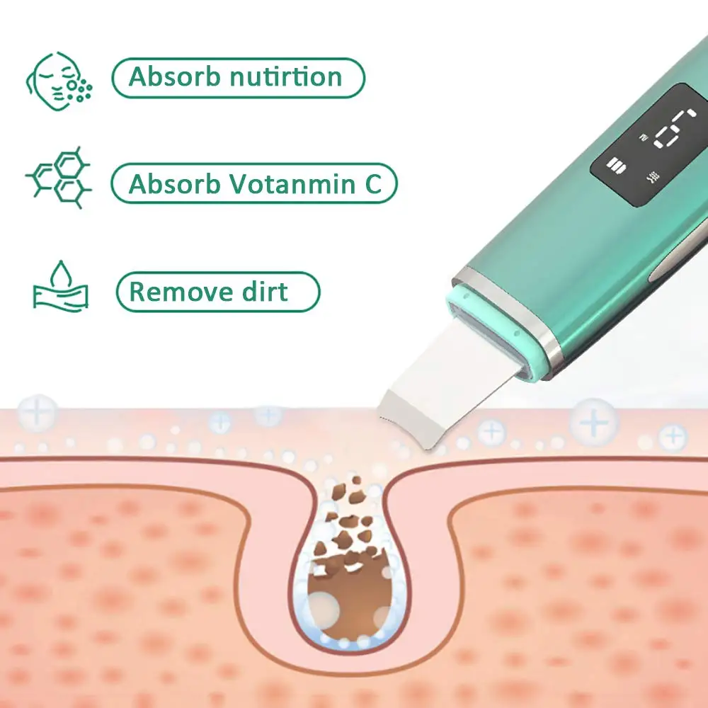 2022 Aifree Facial Pore Cleaning Spatula Sonic Blackhead Remover Face Ultrasonic Skin Scrubber