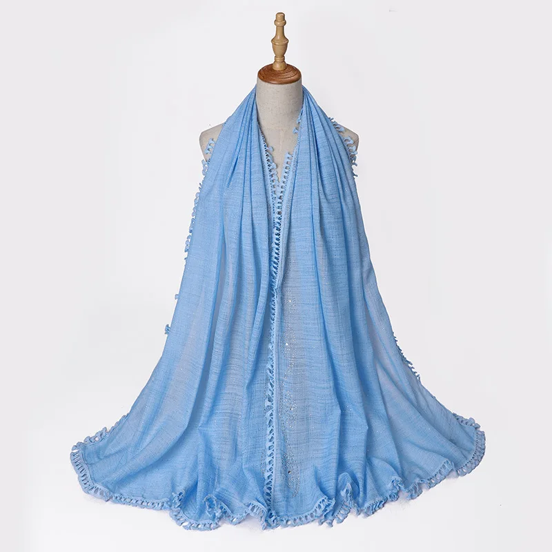 Женский хиджаб Baotou с кисточками, монохромный мусульманский шарф из Малайзии, Индонезии, 2022