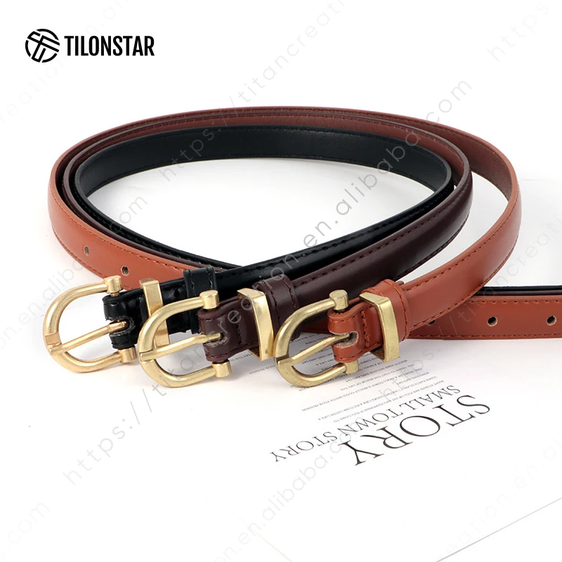TILONSTAR TDY118 New Style Simple Pin Buckle Thin Belts Durable Leather Belts For Women