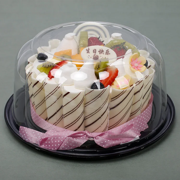 Low Price PET Material Round Plastic Disposable Carriers Cake Containers In Stock Cake Boxes Packaging