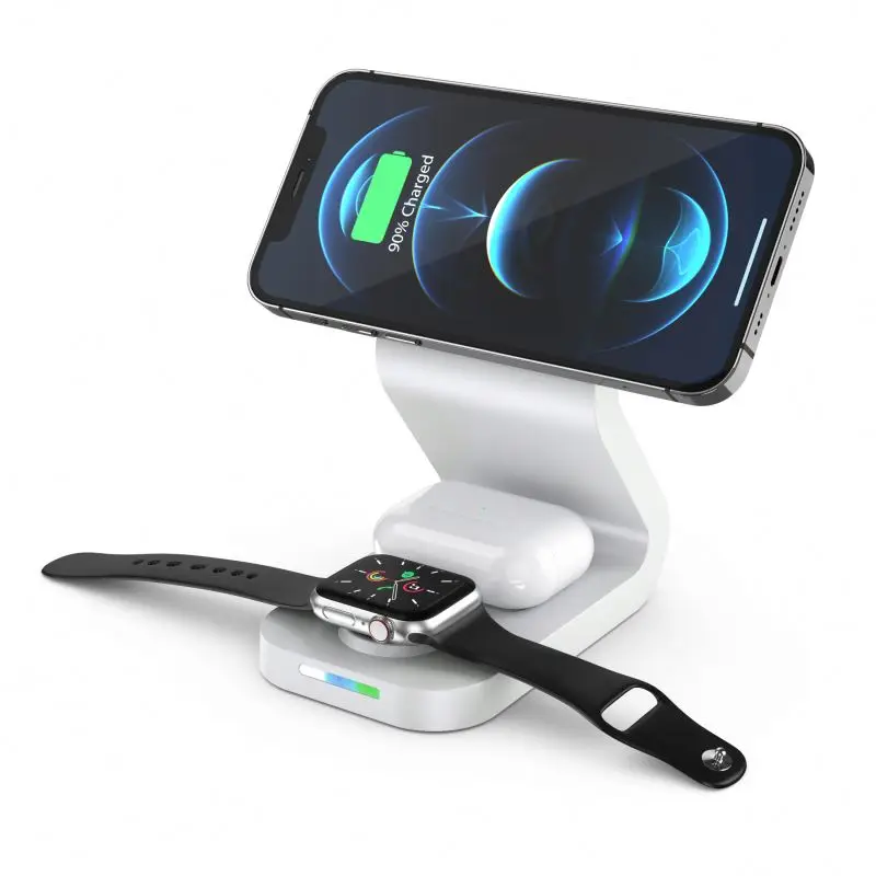 15W Wireless Charging Holder For iPhone Android Phone Portable 3-1 Wireless Charger Station Fast Charging Dock