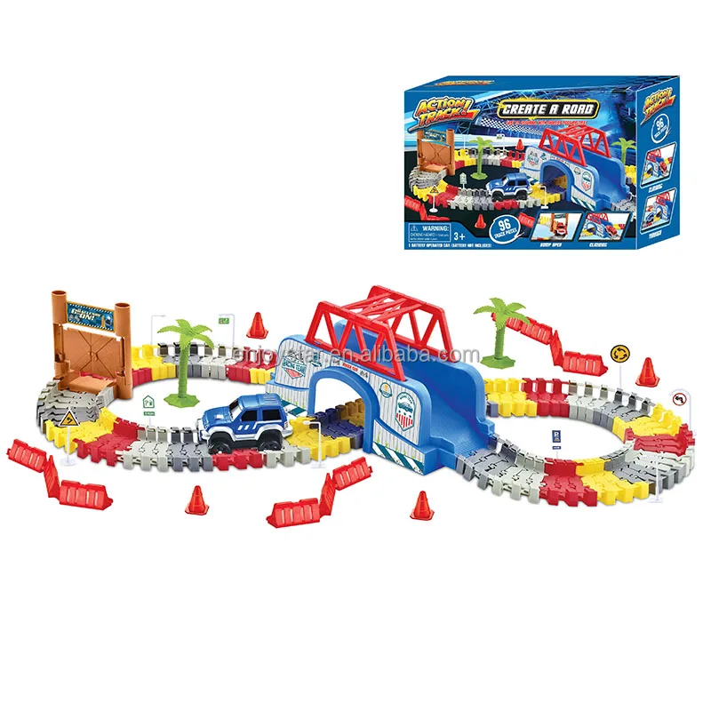 ENJOYSTAR Kid Toy 92PCS Flexible Railway With Mini Car Educational Assembly Track Set Electric DIY City Race Slot Toy