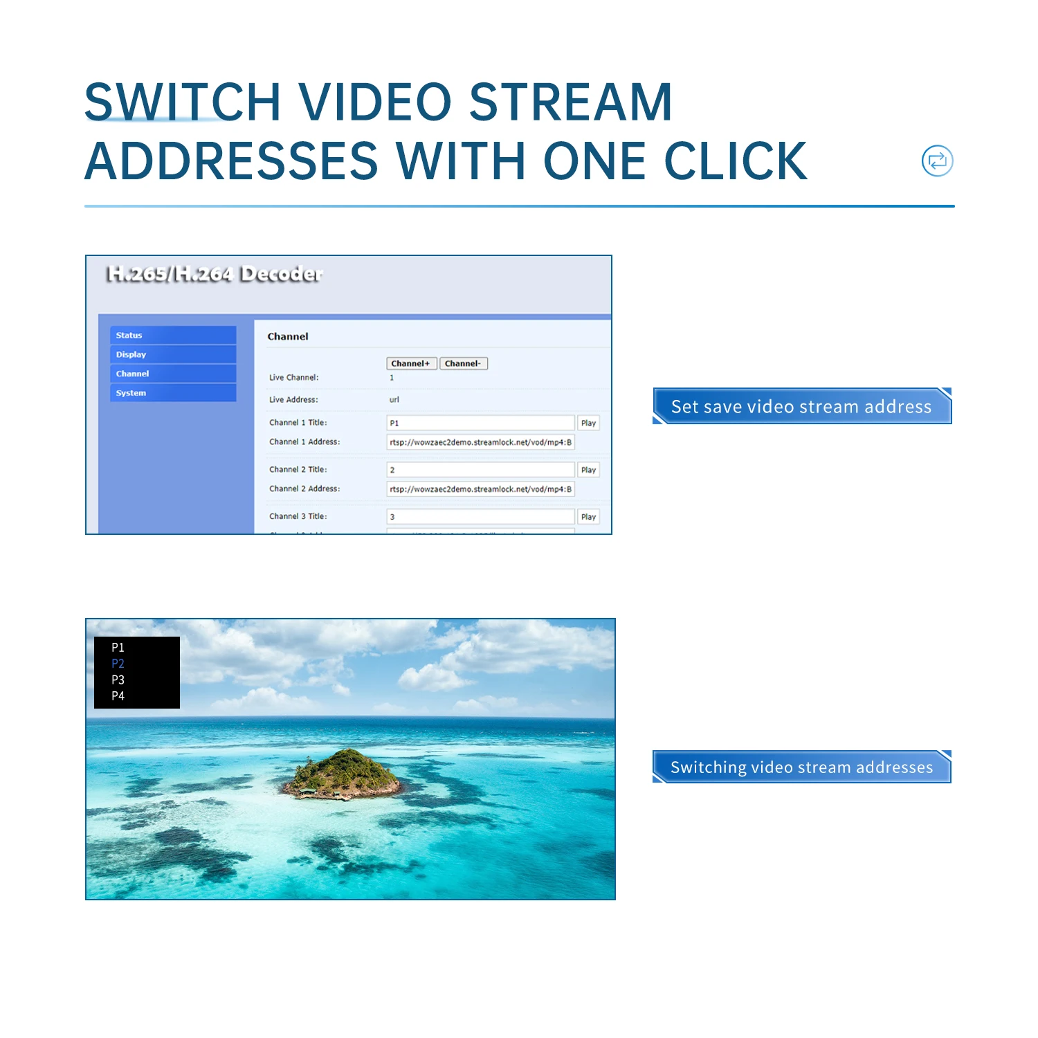 4K H.265 & H.264 HEVC video decoder AV HDMI audio output for Advertisement Display media IP Camera Live Sports video streaming