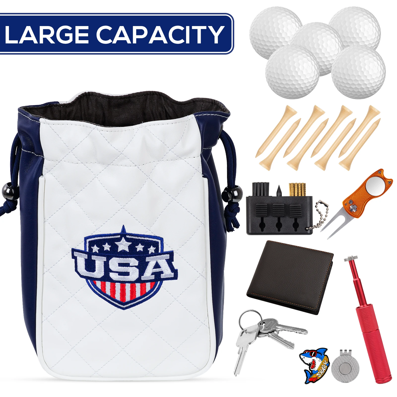 Customized Golf Accessories Custom Golf Tee Bag Golf Valuable Ball Pouch