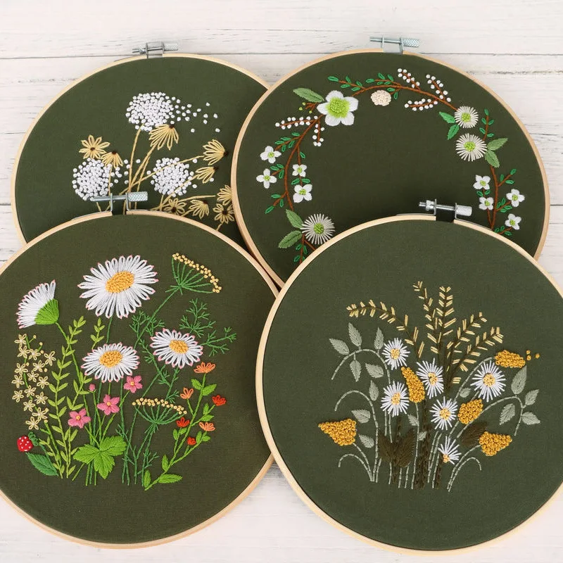 Dandelion Embroidery DIY Handmade Craft Kit for Beginner Printed Needlework Sewing Art Wall Embroidery Painting Home Decor