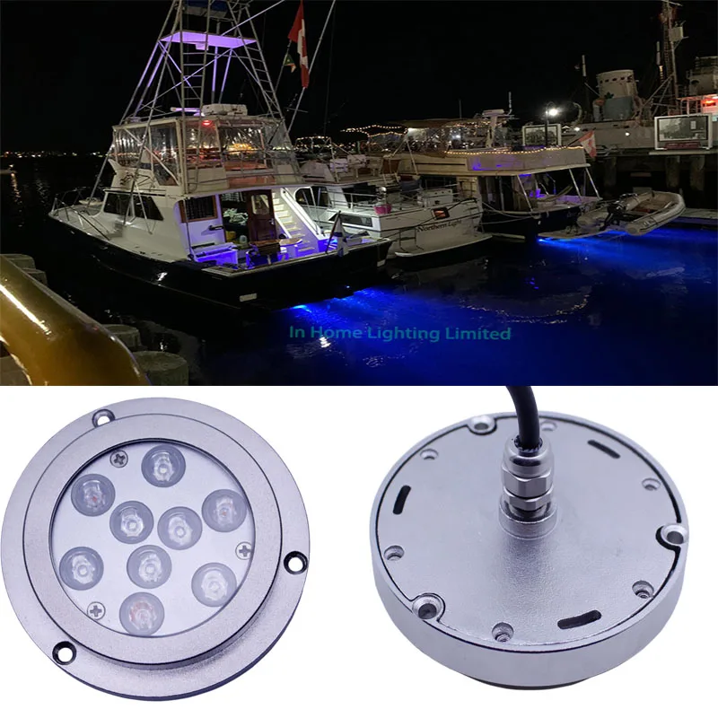 IP68 Round Flush Mounting Stainless Steel RGB Thru Hull Marine Underwater LED Light 12V For Boats Ship