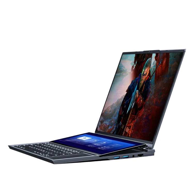 New 16 Inches Dual Core Double Screen with touch Mini Laptop Intel DDR4 12G Hard Drive 256 G Laptop Gaming Notebook