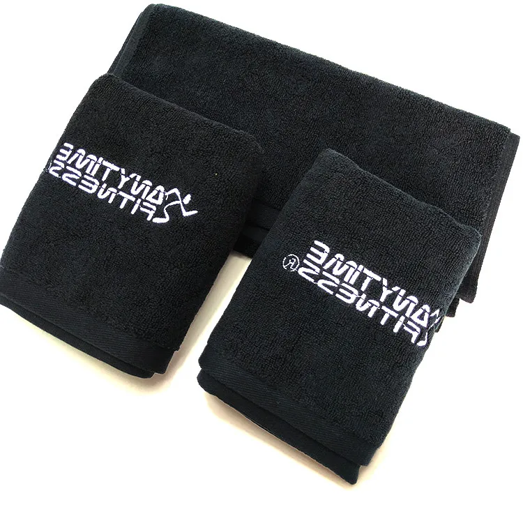 Thick Black 100% Cotton Gym Yoga Towel Custom Cotton Gym Towels
