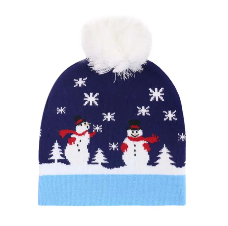 2021 Best-selling Dropping Shipping  Unisex LED Christmas Hat  Christmas Light Up Knitted Hat  Xmas New Year Decorations
