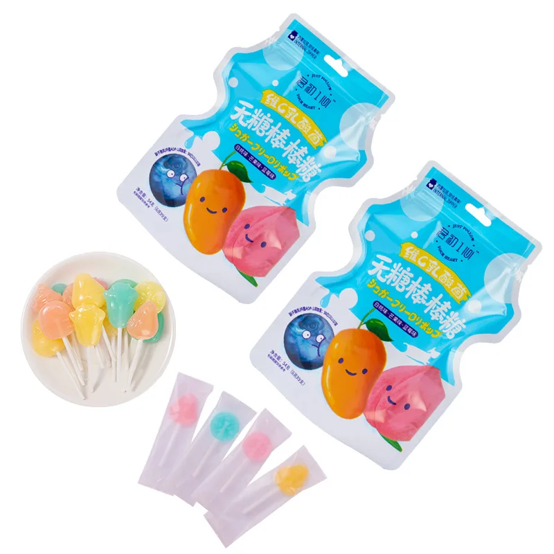 Lactic acid bacteria sugar free lollipop fruit flavor 0 fat VC element tooth decay free candy free lollipop 54g wholesale OEM