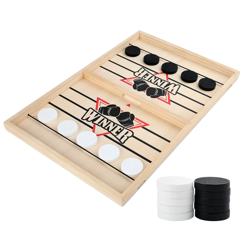 Unisex Fast Sling Puck Game Family Tabletop Slingshot Sport Winner Board Desktop Battle Ice Hockey Wood Tabletop Sport