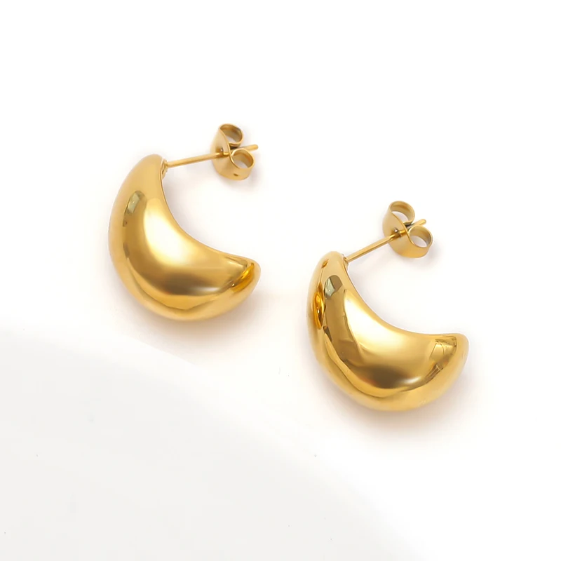 High quality stainless steel gold plated titanium steel 18K gold earrings made in China