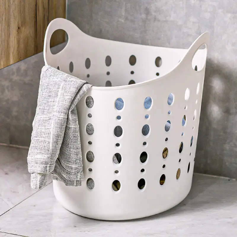 Large Capacity Big Plastic Clothes Storage Hamper Hollowed-out Bathroom Laundry Clothing Baskets With Carry Handle