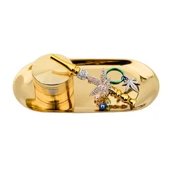 Custom Logo New 4 Layer Smoke Grinder with hookah tips rolling serving tray set