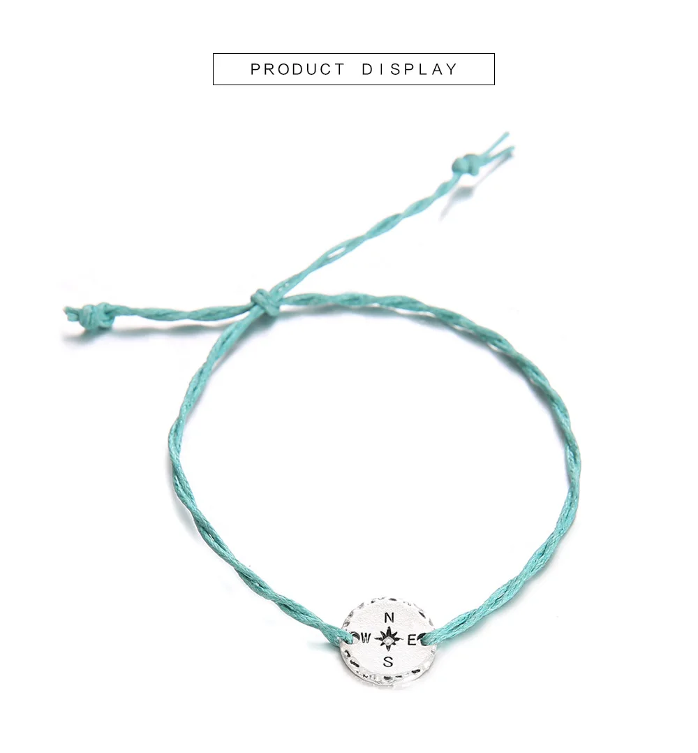 3PCS A Set Handmade Multi-layer Rope Braided Adjustable Custom Color Hand Woven Dainty Mountain Compass Charm Bracelets Women