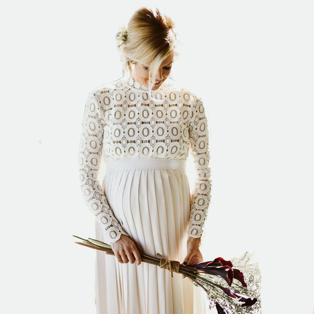 
Maternity Shoot Dress Pleated Pregnancy Dresses Split Side Maxi Maternity Gown Photo Prop For Pregnant Maternity Dress 
