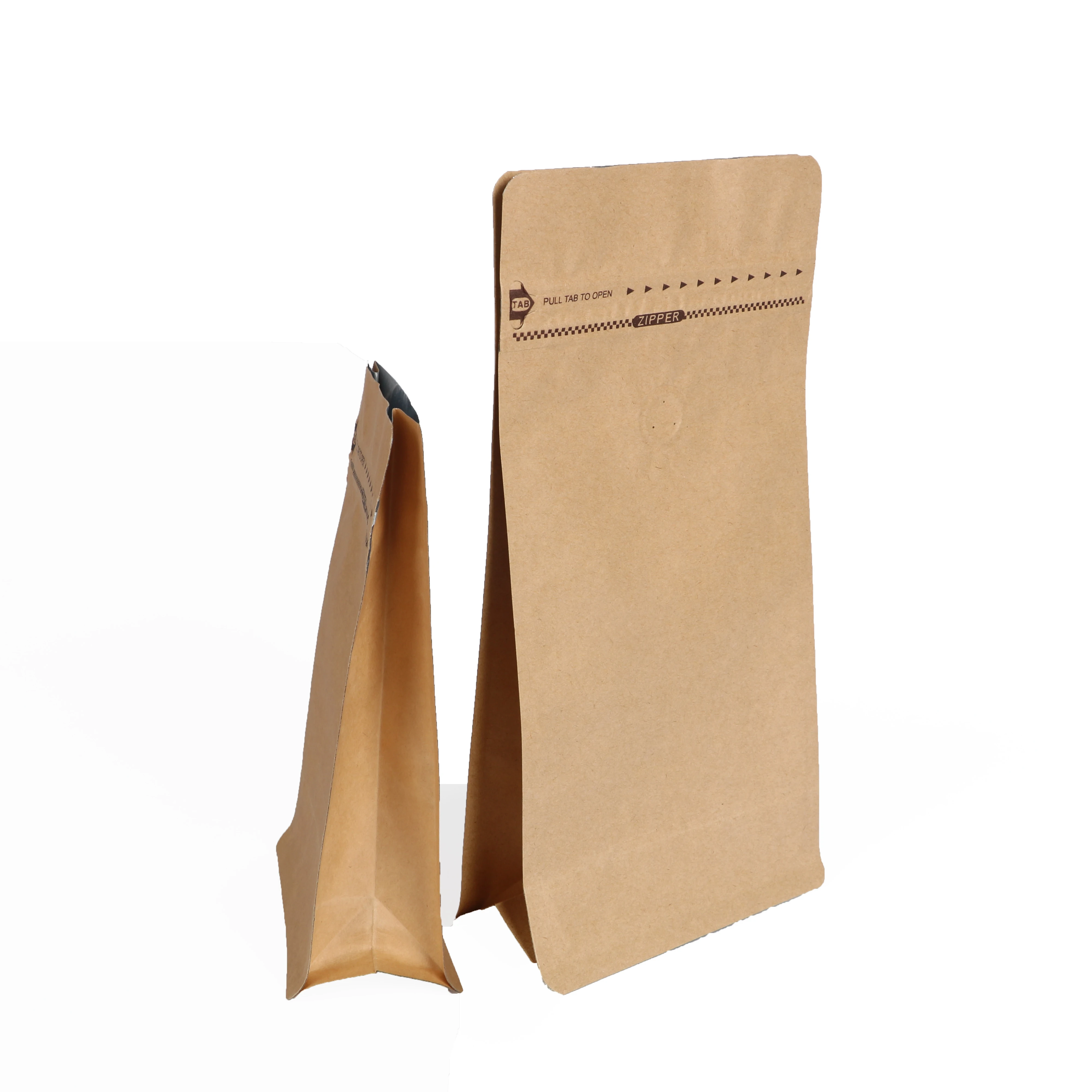 Custom Food Kraft Stand Up Ziplock Bags Matte Dry Food Packaging Pouch Flat Bottom Coffee Bag With Valve