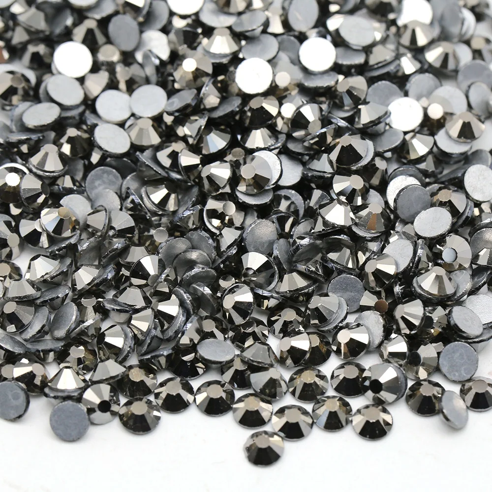 Factory Wholesale 1440pcs Small Package Hematite Color Glass Rhinestones Crystal Flat Back Non Hotfix Rhinestone For DIY Design