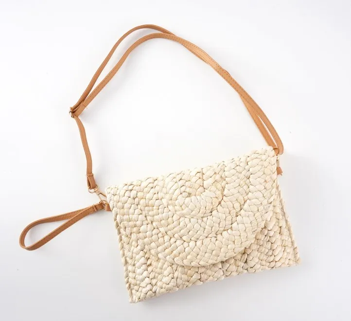 Straw beach bag Wheat straw clutch handmade straw pouch