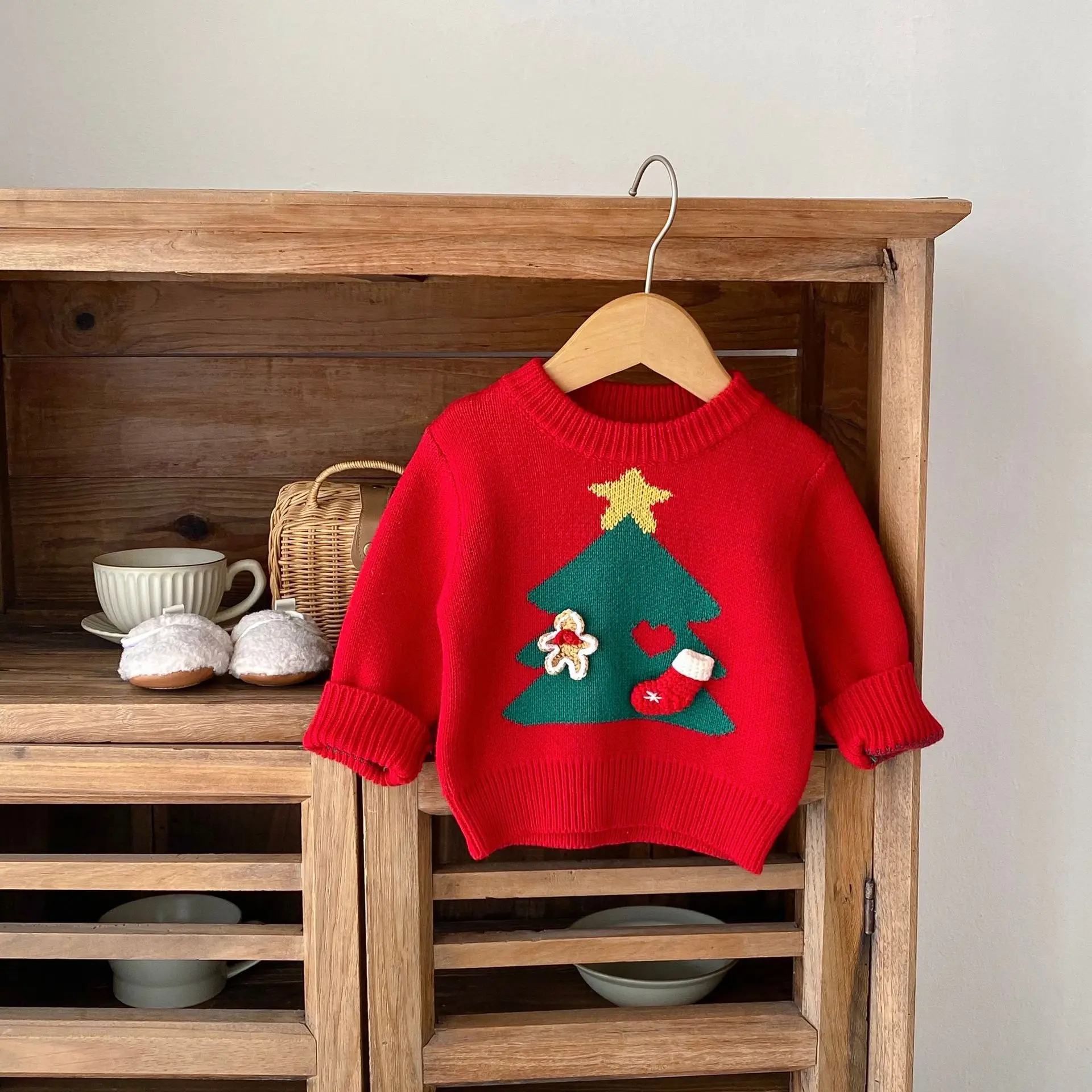 Winter Christmas dress up Baby Christmas clothing Christmas crewneck sweater Long sleeve baby clothing High quality