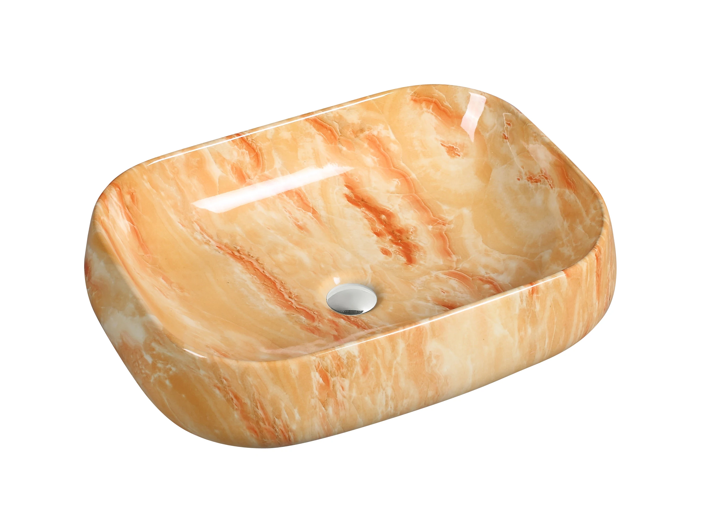 Great Material Luxurious Rectangular Glossy Finish Artistic Cast Stone Basin Bathroom Cabinet Lavatory For Promotion