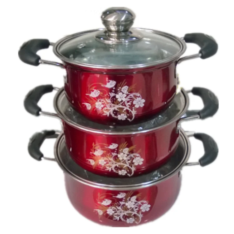 Factory wholesale High Quality 4pcs  Stainless Steel  Soup Casserole Cookware With Glass Cover