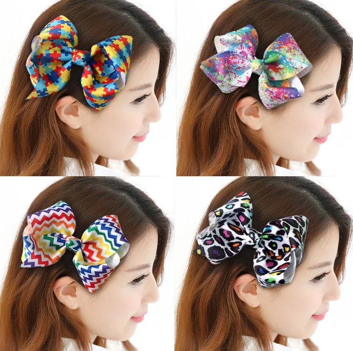 Diamond Printing Thread Ribbon Bow Hairpin Hair Ornament Plate Hair Rhinestone Tie Dye Fabric
