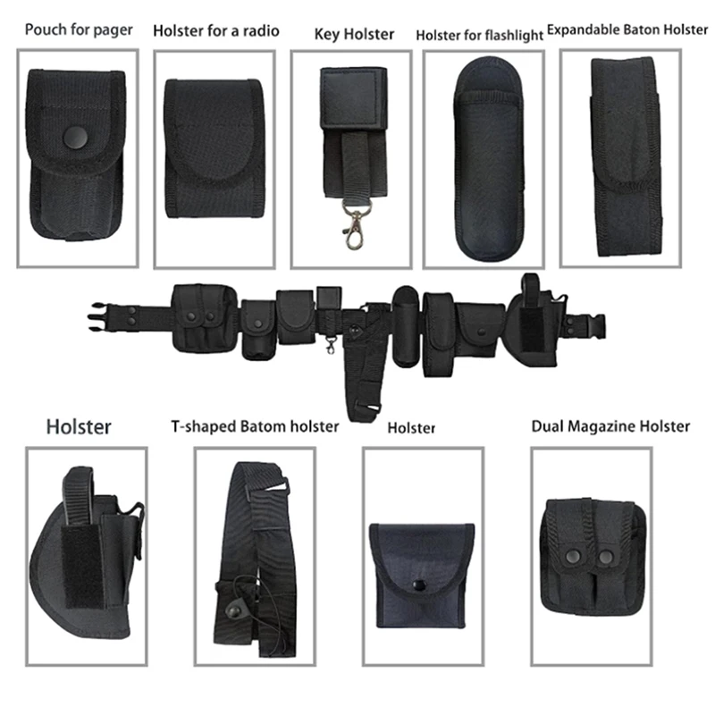 10 In 1 Tactical Belt Set Security Equipment  with Pouches