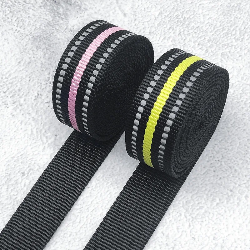 HT reflective strip woven belt pet traction belt shoe material luggage clothing accessories imitation nylon reflective strip