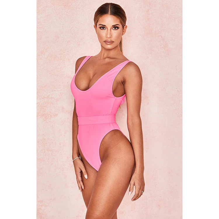 Hot Pink Model Wallpaper Korea Swimwear Bikini Sexy Women One Piece Swimsuit