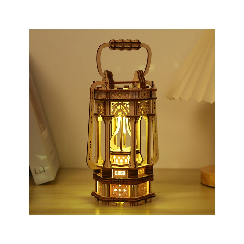 Creative Gift Puzzle Toys for Adults DIY Assembly 3D Wooden Retro LED Lantern Jigsaw